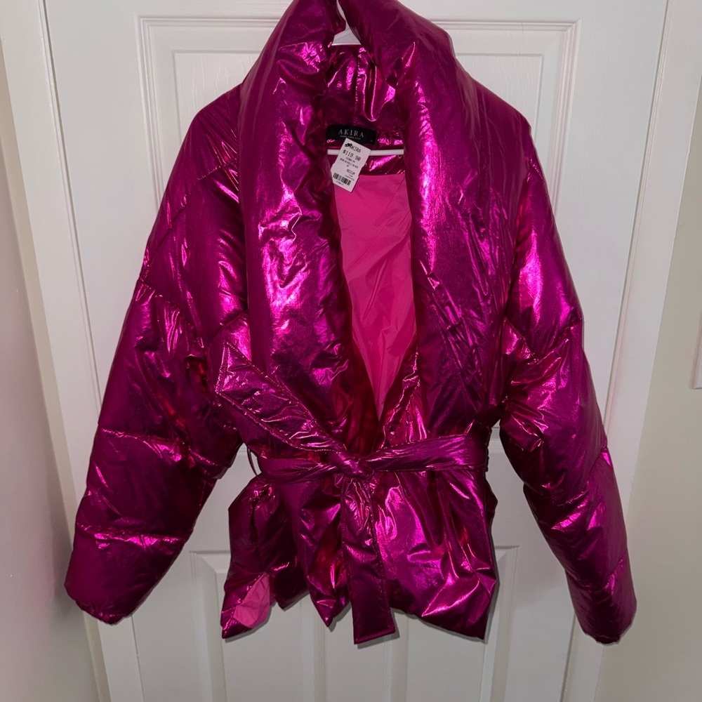 AKIRA Shiny Pink Puffer Jacket
